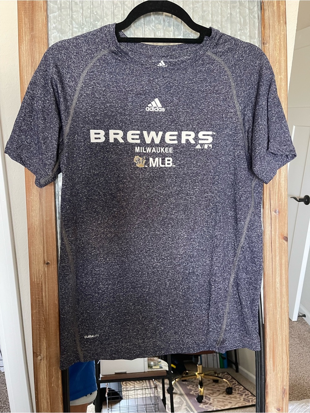 adidas Heather Navy Milwaukee Brewers Short Sleeve Tee